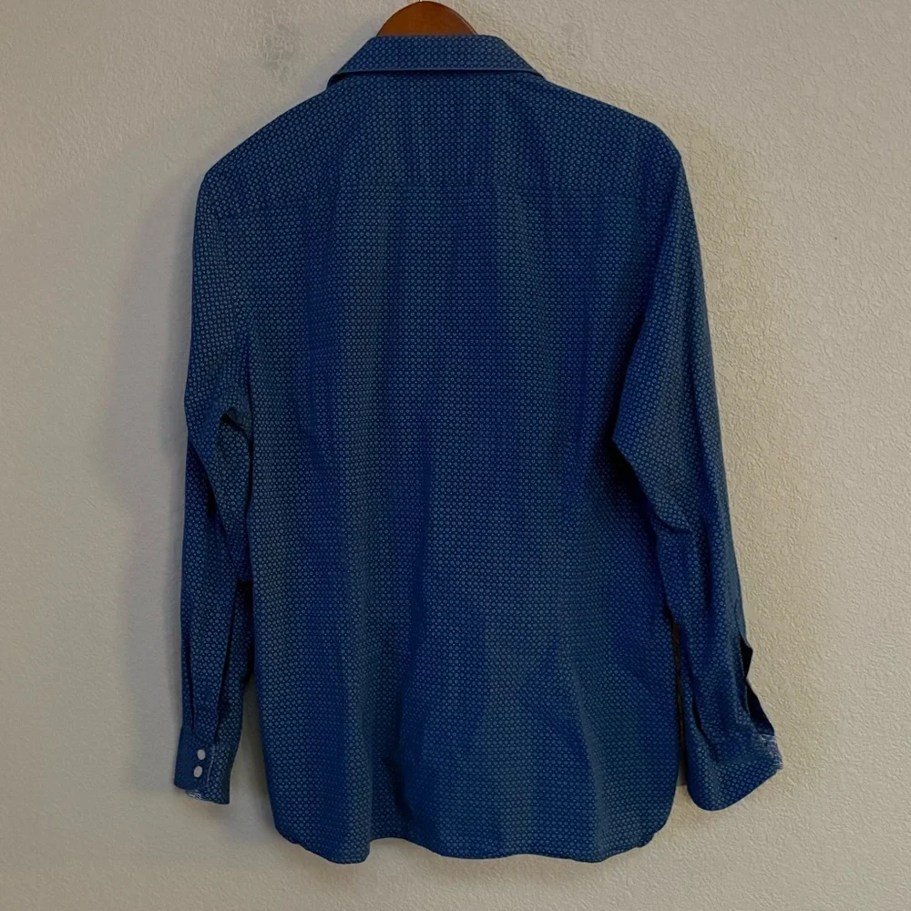 Ted Baker Endurance Men’s Blue Microprint‎ Slim Fit Button Down 17.5 Office Work